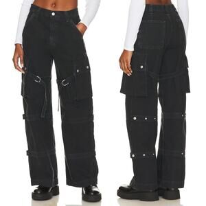 AGOLDE Vivian Strap Cargo Jeans Oil Black High Rise Size 25